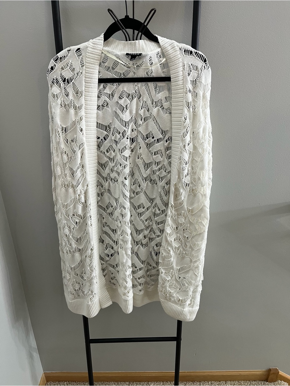 torrid White Open-Knit Lace Cardigan